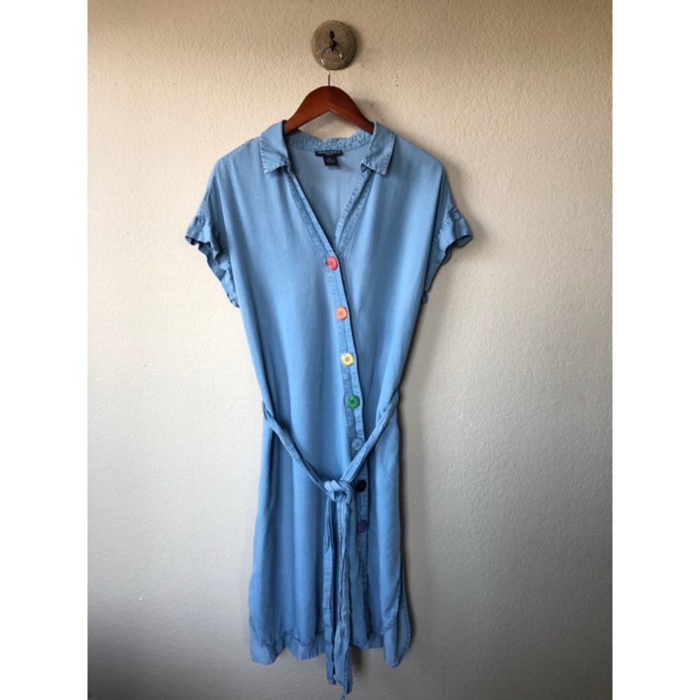 CHELSEA & THEODORE Rainbow Button Chambray Dress - Picture 4 of 10